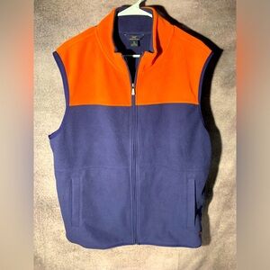 Brooks‎ Brothers 356 Men's Vest Orange Navy Size XL Fleece Sleeveless Full Zip